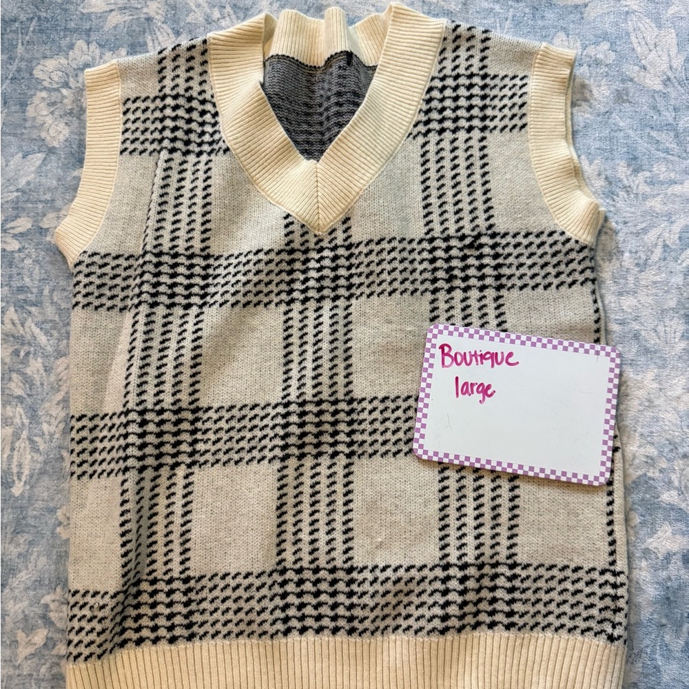 Plaid Sleeveless Sweater Vest